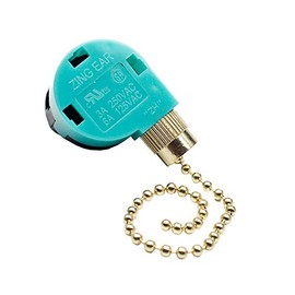 Zing Ear Ceiling Fan Switch 3 Speed 4 Wire Zipper Switch Control Replace 3 Speed Control Switch (Ceiling Fan, Wall Lamp & Cabinet Light) Part Number ZE-268S6 (Gold 1 pack)