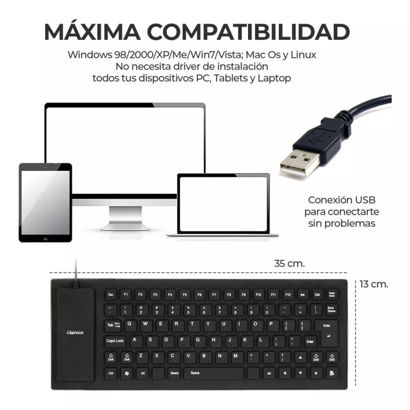 EGTMA 2 Piezas Mini Teclado Alambrico Flexible Usb Impermeable Pc