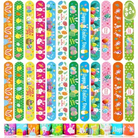 Acuiwer Snap Bracelet Children's Slap Bracelets Party Bags Children's Birthday Party Race/Valentine's Day/Dinosaur/Easter/Place/Animal/Unicorn/Sea Animals Party Slap Bracelet (New Easter 24 Pieces)