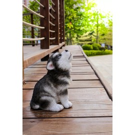 Hi-Line Gift Ltd. Howling Dog Puppy Garden Statue Tabletop Display Labrador Husky Alaskan Basset - Alaskan malamute