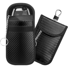 2 Pack Bolsa Faraday para Llaves de Coche, Funda de Fibra de Carbono Protección Antirrobo Estuche, Bolsa Bloqueo Señal RFID/NFC/WiFi, Funda para Llaves de Coche Impermeable 12.5 * 8.5cm