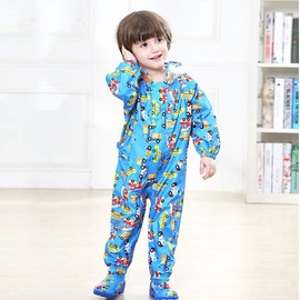 JiAmy Kids Baby One Piece Rain Suit with Hood Waterproof Coverall Outdoors 3-5 Years