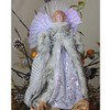 NORTHLIGHT 16" Lighted Fiber Optic Angel in Silver Gingham Coat
