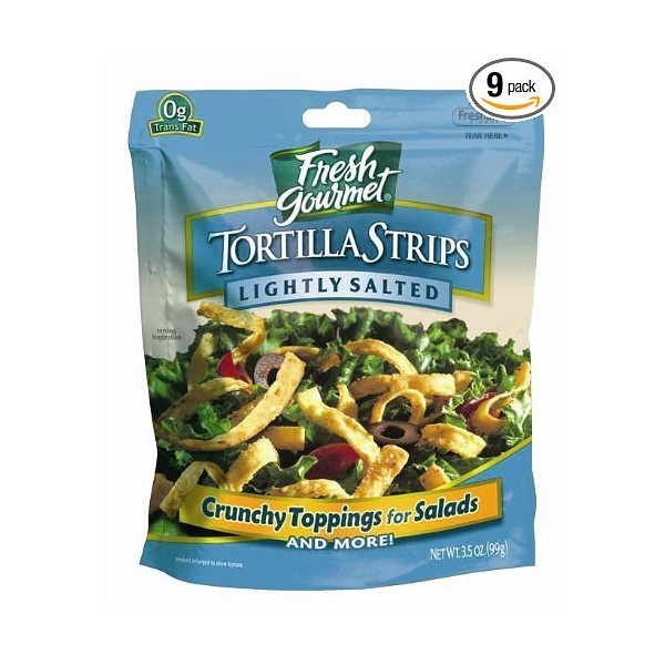 Fresh Gourmet Tortilla Strips Lightly Salted 3.5 Oz. Bag, Pack of 4