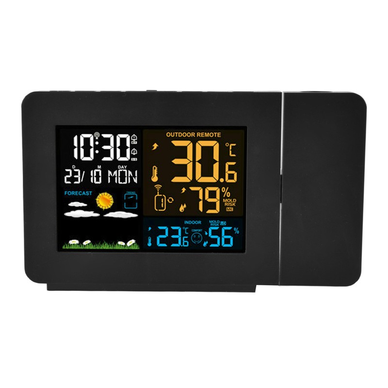 Indoor Outdoor Thermometer 60m Transmission Clock Projection Function Temperature Prediction