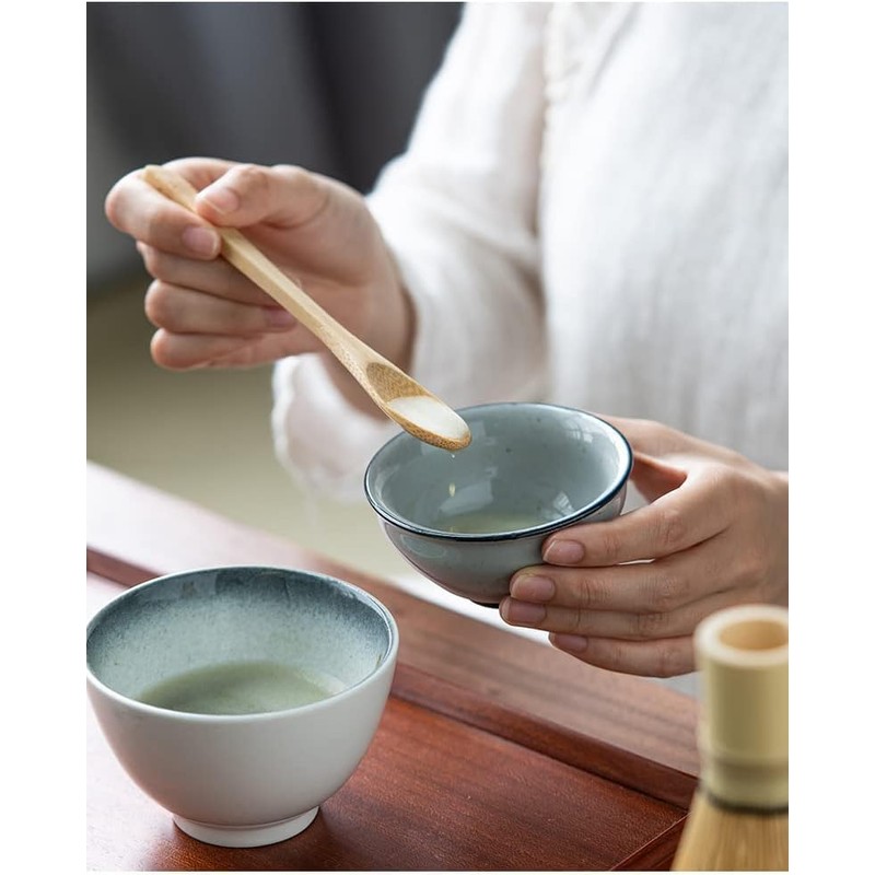Traditional Matcha Tea Set, Bamboo Whisk with Ceramic Holder and