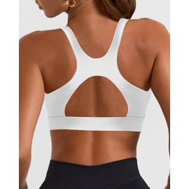 XUNYU V Neck Sports Bras for Women Racerback Padded Workout Top Open Back Yoga Crop Tank Tops Built in Bra