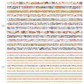 24 Rolls Colorful Cute Cartoon Animal Writable Washi Tape Set, Decorative Tapes for Scrapbooking and Journaling, Junk Journal Supplies, Bullet Journaling for Women Girl 8-15mm Wide 9.84ft Long/Roll
