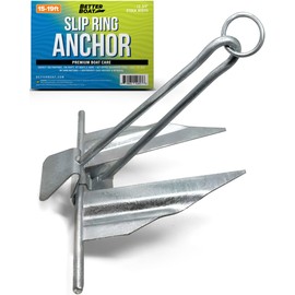 Boat Anchor with Slip Ring, Fluke Design for Pontoon, Jon Boat, or Small Boats, Galvanized Steel Marine Grade, Suitable for Sea and Lake, 5 lb Anchor for Boats 15-19 ft