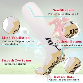 MENDENG Soccer Grip Socks 3 Pack Hospital Basketball Socks for Men With Grips