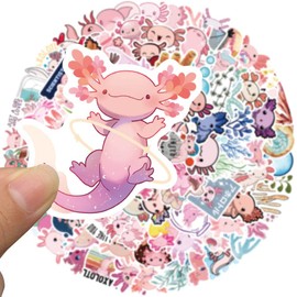 100 Pcs Cartoon Axolotl Stickers, Lovely Cute Animal Sticker for Kids Boys Girls Adult, Durable Aesthetic Pink Pet Decals for Laptop Skateboard Water Bottle Bicycle Motorbike Car Computer Scrapbook