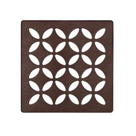 Schluter Kerdi 4 Inch Square Stainless Steel Grate - Floral Design in Bronze