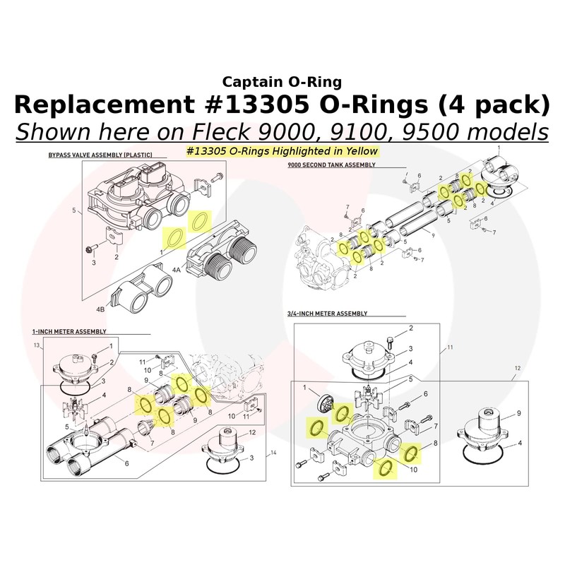 Captain O-Ring - Replacement #13305 O-Rings for Fleck/Rainsoft 2510, 5600,