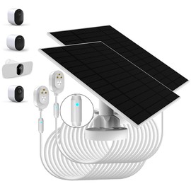 2Pack Upgraded,with Charging Alert Breathing Light.6w/5V Solar Panel Compatible with Arlo Pro 5S 2K,Pro 4,Pro 3,Floodlight, Ultra 2,Ultra,and Go 2 Cameras,Easy Install,IP66,13ft/4m Charging Cable