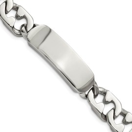 The Black Bow Men's 10mm Polished Stainless Steel Engravable I.D. Bracelet, 8.75 in.