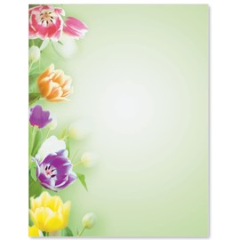 PaperDirect Fresh Tulips Spring Theme Paper Stationery, Border Paper, Letterhead 8.5 x 11, 25 sheets, Elegant Premium Writing Paper, Decorative Printer Paper