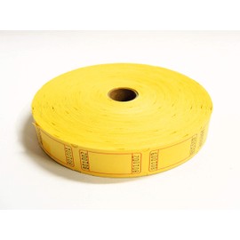 2000 Blank Yellow Single Roll Consecutively Numbered Raffle Tickets