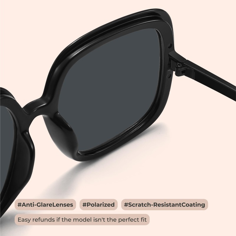miyya Oversized Polarized Sunglasses Women, Trendy Retro Sun Glasses for