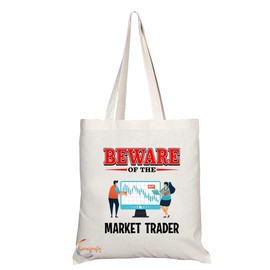 Coralgraph Inc TB897 Beware of the Market Trader Novelty Present Gift Printed Eco-Friendly Stylish Long Handled Tote Shoulder Bag