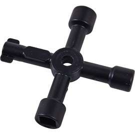 ebuyerfix 4 Way Plumbing Key Meter Box Key Gas Key Meter Key 4 Way Multi Functional Utilities Key for Electric Cupboard Cabinet Opening Key Black