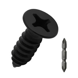 #12 x 3/4" Flat Head Wood Screws (50 pcs), 18-8 (304) Stainless Steel, Phillips Drive Flat Head Self Tapping Screws, Black Oxide Coated Sheet Metal Screws, Fayeploo (with Phillips Driver Bit)