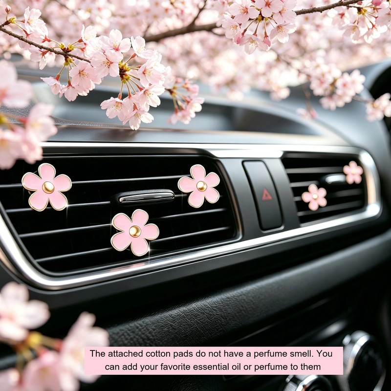 6 Pcs Pink Daisy Car Vent Clip Essential Oil Diffuser