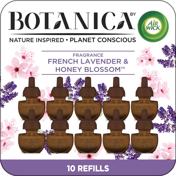 Botanica by Air Wick Plug in Scented Oil Refill, 10ct, French Lavender and Honey Blossom, Air Freshener, Eco Friendly, Essential Oils