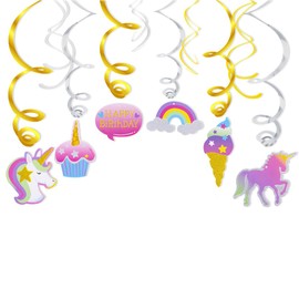 Unicorn Party Decorations,12 Pcs Unicorn Hanging Swirl Unicorn Spirals Paper Decor for Girls Kids Baby Shower Unicorn Birthday Party Supplies