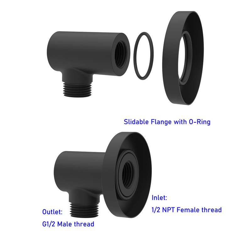 Aquaiaw Wall Supply Elbow with O-Ring Flange, Tapered 1/2 NPT