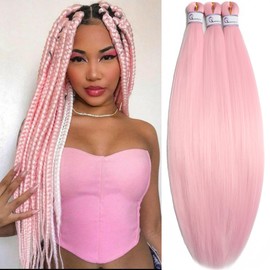 Pink Braiding Hair Pre Stretched 26 Inch 3 Packs