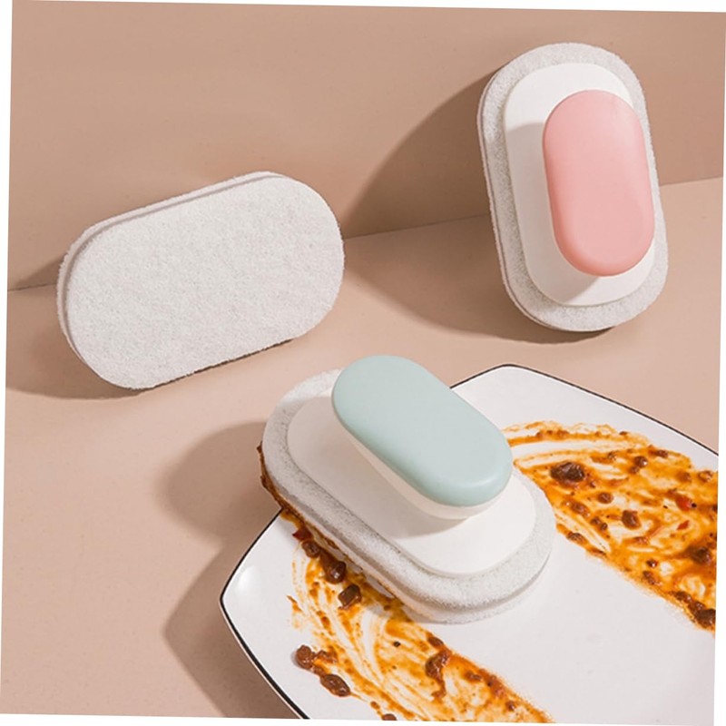 CIYODO 3pcs Dish Scrubber Multipurpose Cleaning Brush Handle Quick-Drying Sponge