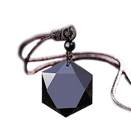 RMYSUM Black Obsidian Star of David Hexagram Protection Necklace,Talisman Amulet Necklace for Men Women
