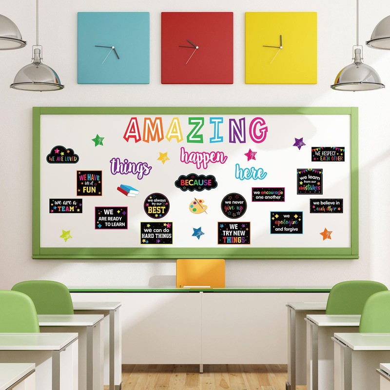 JarThenaAMCS Motivational Bulletin Board Decoration Amazing Things Happen Here Paper