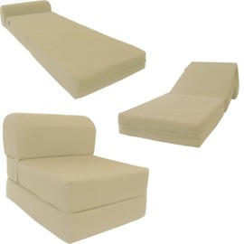 Amfuton Sleeper Chair Folding Foam Beds, Flip Chair Mattresses, Tan 6 x 24 x 70