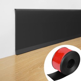 Art3d PVC Flexible Peel&Stick Skirting,Basebord,4inch x 20ft Black