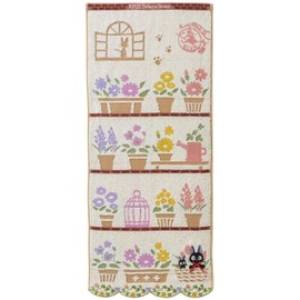 Marushin 1005036300 Ghibli Kiki's Delivery Service, Jiji Face Towel, 13.4 x 31.5 inches (34 x 80 cm), Favorite Flowers, 100% Cotton