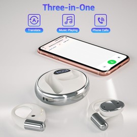 Souroyea Translation Earbuds Wireless Bluetooth,Translator Headphones with 139 Languages, Open Ear Ai Translating and Recording Headset Device for Foreign Language,No Subscription Fee （White）