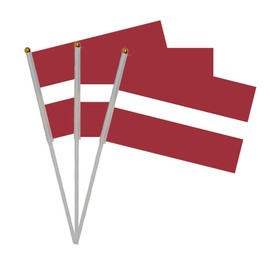 Pandiui23 20pcs Latvia Red Flag Set with Stick 5.5" x 8.25" Patriotic National Holiday Parades Decoration Gifts