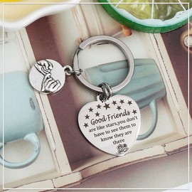 nuoshen Best Friends Keychain,Good Friend are Like Stars Keyring Friendship Keychain Women Birthday Graduation Gifts