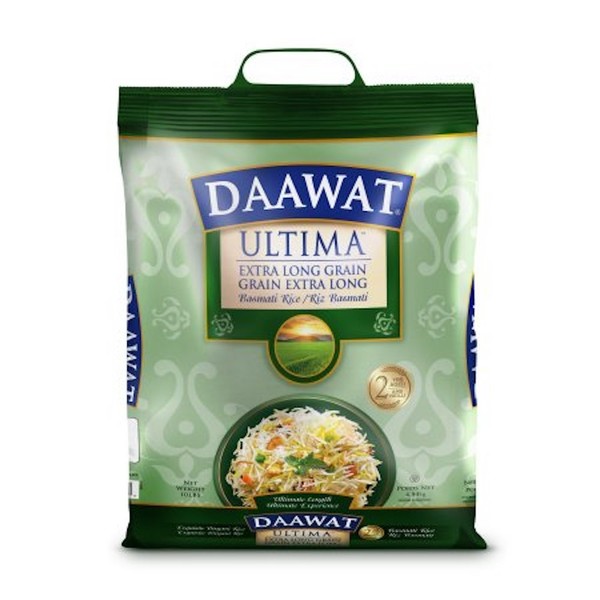 Daawat Ultima Extra Long Grain Basmati Rice, 2-Years Aged, 10lbs