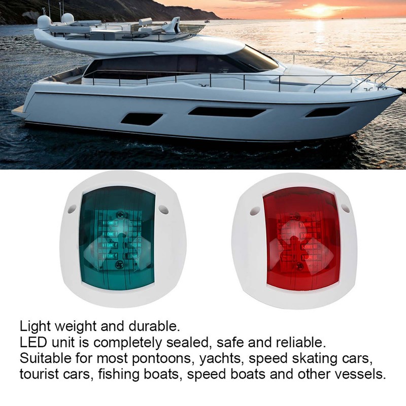 Pair of Signal Lamp Spherical Red Green LED Waterproof Boat