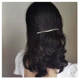 Inilbran Boho Metal Hair Clips Vintage Simple Long Bar Cuff Barrette Silver Curved Spring Hairpins Decorative Hair Accessories for Women Headdress