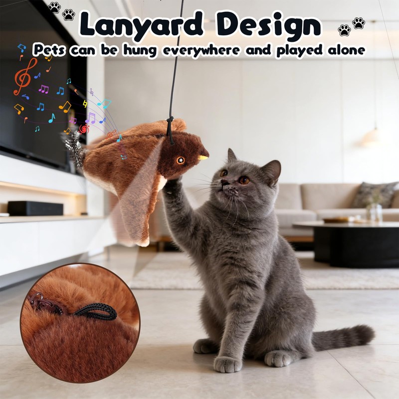 Pureadee Flappy Chase Cat Toy, 2026 New Interactive Chirping Flying