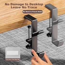 JAKO Headphone Stand Hanger Holder, Under Desk Aluminum Alloy Headset Stand with Fit for Gaming PC Accessories,Under Desk Clamp Hook Mount Suitable for Office, Computer Desk (Sliver)