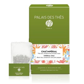 Palais des Thés - Chai Imperial - Premium Black Chai Tea with Black Tea, Cardamom, Cinnamon, Ginger, and Orange Zest - 20 Biodegradable Tea Bags Box