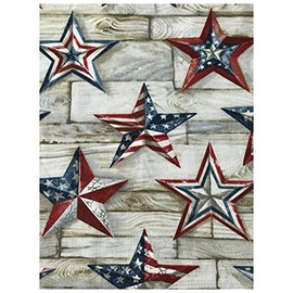 100% Cotton Fabric Sold by The Yard 1 Yard = 36 in. Length (Patriotic Texas Stars on Wood)
