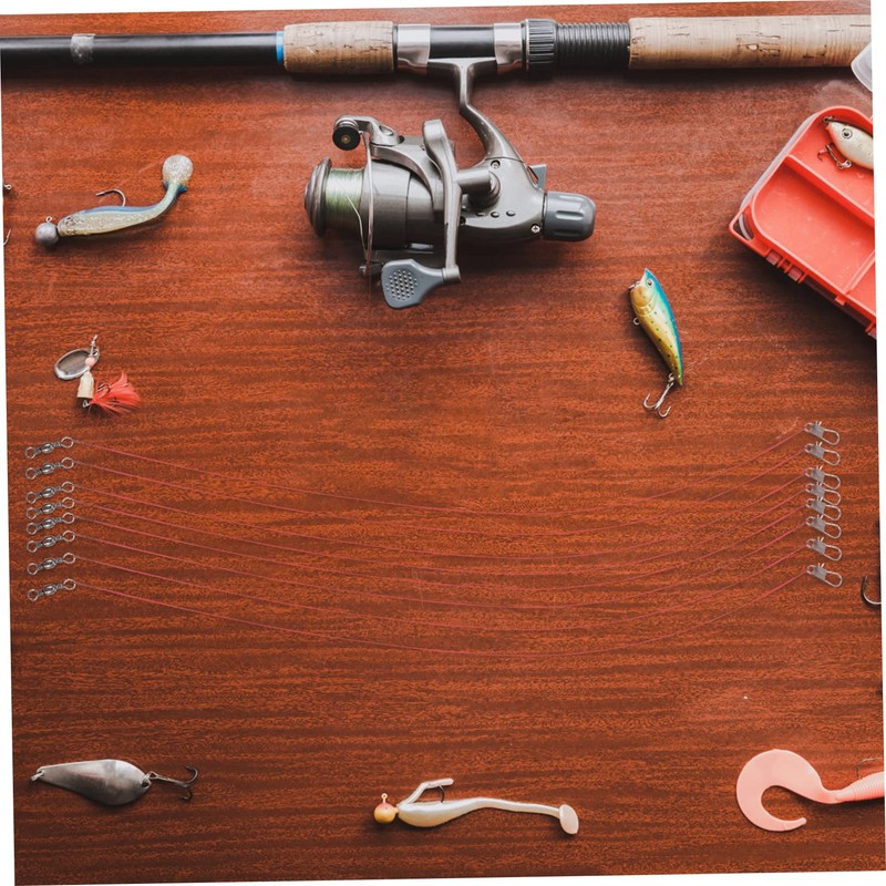 NOLITOY 100pcs Fishing Wire Leader with Swivel Bite-Resistant Rig for