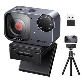 UGREEN FineCam Pro 2K Webcam Streaming con IA, Cámara Web HD para PC con AF y Micrófono, Reducción de Ruido, Seguimiento Facial y Cubierta de Privacid