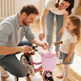 Bicycle Basket Kids Front Pink Cotton Waved Micro Scooter Basket Girls Bicycle Storage Carrier Bag for Children Tricycles Balance Bicycle