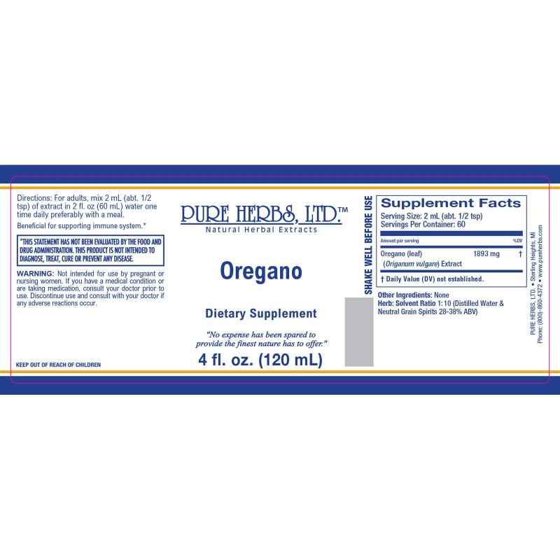 Pure Herbs: Oregano Extract - 4 oz.